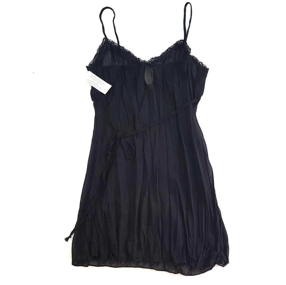 Black lace crinkle camisole slip top NEW